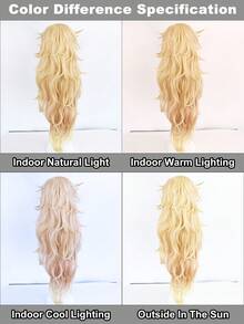 Voluminous Layered Wavy Long Wig, Blonde To Peach Ombre High-Temperature Fiber Cosplay Wig, Heat Resistant & DIY Stylable, Perfect For Anime Cosplay & Themed Events, Vibrant & Dynamic - Pink Highlight - View 7