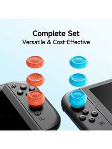 三合一硅胶摇杆帽，防滑保护套，兼容 Switch NS2/OLED/Lite、Joy-Con、Pro 控制器、5/4、Series X/S，3D 纹理握把，防汗，提升射击精度，延长摇杆寿命，游戏配件（黑色/红蓝） - 彩色 - 查看 18