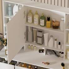 Tocador Multifuncional Con 3 Cajones De Y Espejo Moderno - Blanco - Ver 6