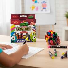 Crayón de cera de 28 colores, no sucia las manos, crayones lavables, dibujo, pintura, palos de crayón, crayones de cera de colores, suministro de arte - Multicolor - Ver 6