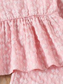 2pcs/Set Young Girl' Jacquard Sleeveless Camisole And Pants Set, Summer - Pink - View 4