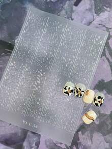 Kariertes Muster transparente Sprühlack Nail Art Sticker, 1 Stück Dual-Zweck Sticker und Accessoire französischer Herz-Design DIY Nail Sticker und Abziehbilder - Nagelzubehör und Nail Charms für Mädchen und Frauen - Herbst-Winter-Nägel für Nail Art Zuhause und Salon - Verschiedenfarbig - Übersicht 16