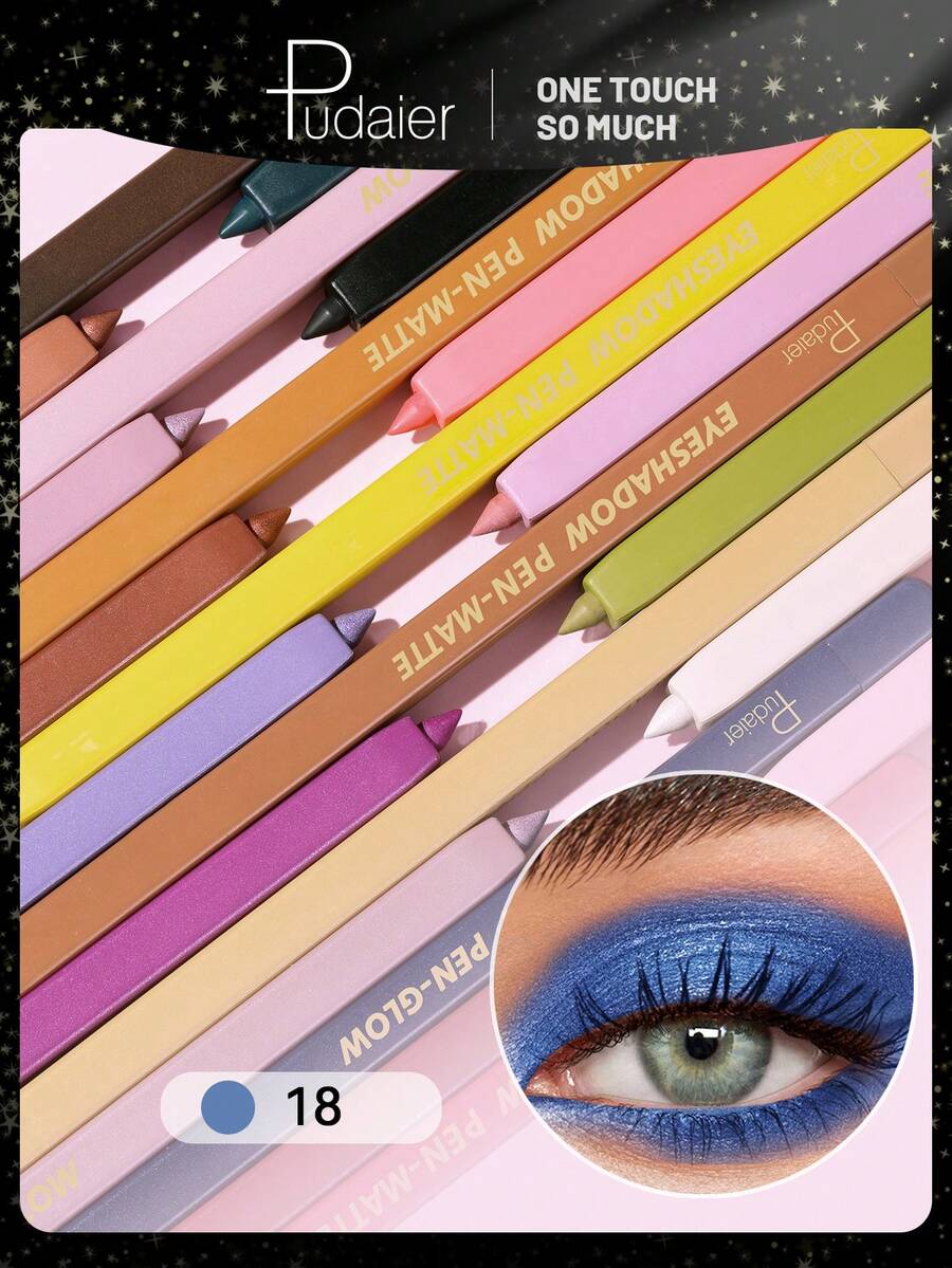Pudaier 24 Colors Diamond Highlighter & Matte Pen - Long-Lasting, Waterproof, Smudge-Proof Eyeshadow For The Corners Of Your Eyes With A Glitter Effect - Perfect For Music Festivals, Parties And Everyday Makeup Use - #18 - View 1