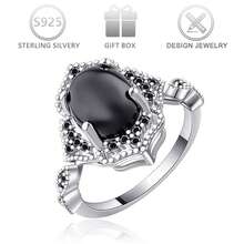 1 chiếc nhẫn bạc 925 kiểu cổ điển với đá giả mã não đen và đá cubic zirconia, thiết kế độc đáo dành cho nữ, phù hợp cho sử dụng hàng ngày, dịp lễ hội hoặc làm quà sinh nhật. - Bạc - Xem 11