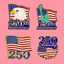 250th Anniversary Of The United States Enamel Pin American Flags Brooch Lapel Pins Badge On Backpack Clothing Accessories Jewelry Gifts - Gold - View 2