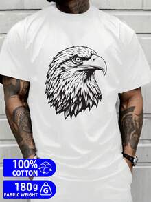 Camiseta Águila |   Camiseta Casual 100% Algodón, Peso de la Tela 180G, Perfecta para Ejercicio y Ropa de Fin de Semana, Tela Elástica Cómoda, Cuello Redondo, Corte Regular, Mangas Cortas, Para Todas las Estaciones, Transferencia de Calor Digital por GREENINK - Blanco - Ver 6