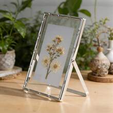 Nordic Ins Style Silver Bamboo Metal Photo Frame, 6/7/8/10 Inch Tabletop, Transparent Glass Dry Flower Specimen Floating Display Frame - 1PC - View 4