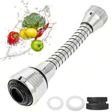 Estensore girevole a 360° per rubinetto, con due modalità di spruzzo (getto e nebulizzazione), design anti-schizzi, installazione senza attrezzi, giunto a gomito in ABS, adatto per lavandini da bagno e rubinetti da cucina, si adatta alla maggior parte dei rubinetti - Multicolore - Visualizzare 2