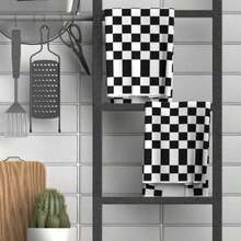 2/4/6/8pcs Ultra Fine Fiber Kitchen Towel Ultra-Soft Checkerboard Kitchen Towels - Black & White, Perfect For Drying Hands & Cleaning, Machine Washable Polyester, Es Valentine's Day, Easter , Mother's Day , Children's Day , Father's Day Gifts, Halloween Gifts, Thanksgiving , Christmas Gifts - 混色 - 查看 4