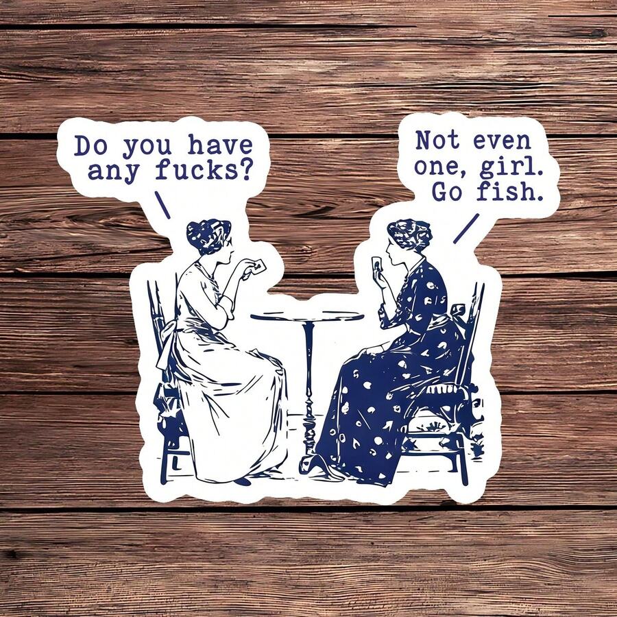 1 Miếng Dán Hình Trích Dẫn "Đi Câu Cá", Hình Dán Laptop Nữ Phong Cách Cổ Điển Hài Hước, Hình Dán Vinyl Châm Bạo Giờ Uống Trà, Món Quà Cá Tính, Hình Dán Bình Nước Chống Nước, Dễ Dán - S1891 - Xem 1