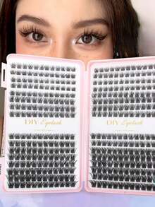 384pcs Individual False Eyelashes, Eyelash Book, Cluster Fake Eyelashes, DIY Home Eyelash Extension, Cluster Fake Eyelashes, Individual False Eyelashes, False Eyelashes - C - View 2