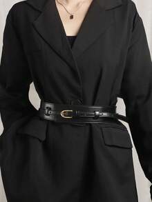 1件装女士两用高端装饰腰带，适用于连衣裙和西装外套，时尚宽腰带，黑色 - 彩色 - 查看 1