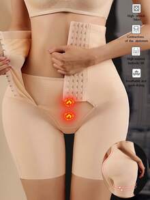 Women High Waist Tummy Control Seamless Shaping Briefs, Slimming Waist Cincher Shorts - Apricot - View 1