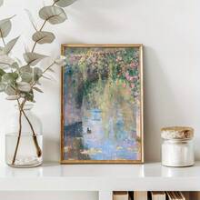 1 Stück ungerahmte Wandkunst mit Vintage-Postern, pastellfarbenen Ölgemälden im Stil von, Dekoration für ein französisches Landhaus, impressionistische Blumenmotive, Vintage-Drucke von Seerosen, geeignet für ein französisches Cottage - 2 - Übersicht 3