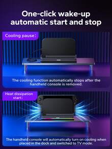 2 Multifunctional RGB Game Console Cooling Stand, Smart Temperature Control Dual Turbine Fans, 6 Game Card Slots. Efficient Silent Cooling System, 3-Speed Adjustment (Up To 4000RPM), Effectively Prevents Overheating And Extends Battery Life. Equipped With Smart Sensing Technology, Automatically Starts With Console Power On And Stops With Power Off. - Multicolor - View 5