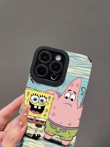 1pc Fashionable Cartoon Minimalist Spongebob Striped Pattern Anti-Fall Phone Case Protective Cover, Suitable Compatible With Samsung/Apple 17/16/15/14/13/12/11Pro Max/12Pro/14Plus And Other Models - Multicolor - View 6