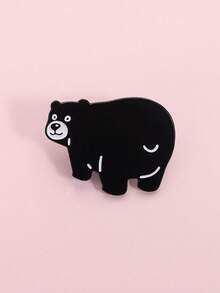 1Pc Fun Black Bear Enamel Pins Polar Bear Brooches Lapel Badges Cute Cartoon Animal Jewelry Gift For Friends - Black - View 2