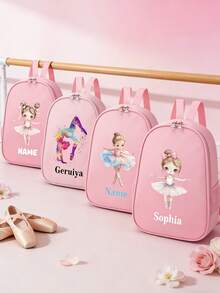 One Piece Cartoon Pink Ballet Coffee Print Backpack With Ballet And Cappuccino Design - Adjustable Straps, Commuter, Travel Backpack - Cute Casual Day Backpack With 2d Flat Print, Lightweight Backpack, Sturdy Construction, Fabric, 2d Flat, Perfect Gift For Ballet And Coffee Lovers, Ballet Gifts. - Multicolor - View 4