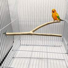双栖架，鸟笼配件木制鹦鹉架抓柱 - 彩色 - 查看 2