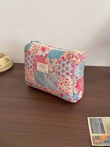 Vintage Elegant Patchwork Pattern Cosmetic Bag Set, Fashion Large Capacity Multi-Compartment Handbag, Multifunctional Travel Organizer Pouch, Storage Bag For Cosmetics, Makeup Tools, Etc., Holiday Gift,Pouch,Makeup Pouch,Travel Essential - Multicolor - View 9