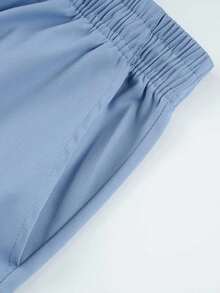 Men's Lightweight Casual Shorts, Elastic Waistband With Drawstring, Summer Shorts With Zipper Pockets - Baby Blue - View 6