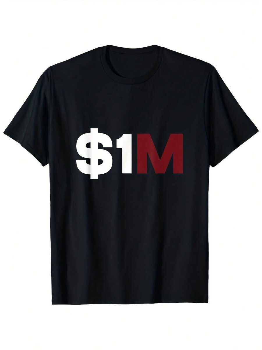 Men'S Vintage 1 Million Dollar Club T-Shirt - Black with Red & White $39.37inch Club Design, Regular Fit Short Sve Tee for Casual & Formal Wear, Cistmas Graphic Tee, Club T Shirt, - Negro 27 - Ver 1