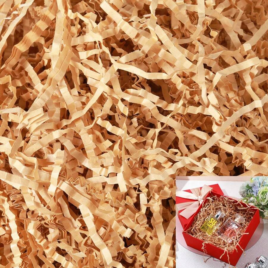 0.5 LB Kraft Crinkle Cut Paper Shred Filler Shredded Papers Confetti Boxes Basket Crinkle Paper Filler Packing Grass Cushion Shredded Tissue Stuffing Wedding Birthday Wrapping - trắng - Xem 1