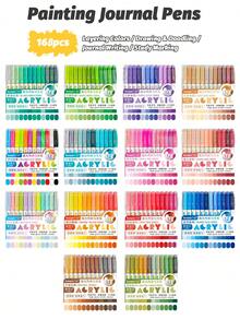 168色丙烯马克笔，1.2毫米子弹头笔尖，防水，高显色度，非常适合手写、着色、绘画，返校必备美术用品 - 馬克筆 - 查看 25