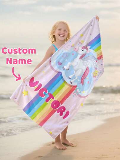 A Personalized Children's Beach Towel, A Perfect Summer Birthday Gift, Suitable For All Kinds Of Summer Occasions. Customize Beach Towels And Accessories For The Beach, Pool, Travel, Camping, Yoga, And More.