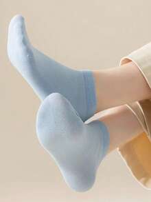 5/10/20 Đôi tất cổ ngắn nữ màu trơn, đơn giản, thời trang, đa năng, thoải mái và thoáng khí. - Nhiều màu - Xem 10