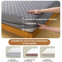 AVXLRQ Protège-matelas imperméable, antidérapant, épais, de couleur unie, housse de matelas matelassée avec poches profondes (douce et confortable), lavable en machine, peut également être utilisé seul comme protège-matelas, convient aux chambres à coucher, aux chambres d'amis et à la protection des matelas d'hôtel, cadeau exquis et attentionné. - Bleu marine - Voir 5