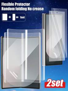 2片/套 前膜+后膜组合，高清软膜，支持指纹解锁，防刮花，纳米材料自修复，兼容三星Galaxy Z Fold2/3/4/5、Z Flip3/4/5、Galaxy Z Fold 6/Galaxy Z Flip 6，附带贴膜工具 - 無色 - 查看 12