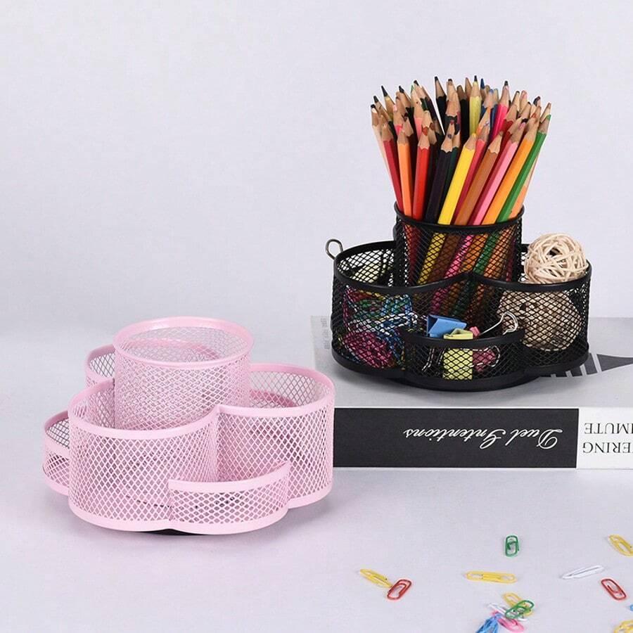 Multifunctional Creative Rotating Metal Desktop Stationery Organizer Pen Holder - Rotating Pen Holder - View 1