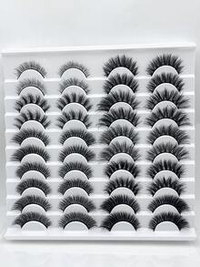 20 pares de pestañas postizas naturales con efecto mojado estilo manga - 10 estilos con efecto de injerto similar a las pestañas de visón falsas, banda negra, estilo Y2K 3D esponjoso de larga duración, natural y dramático, herramienta de maquillaje - Negro - Ver 10