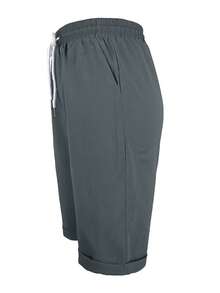 Jisfaneya Plus Size Women's Elastic-Waist Drawstring Versatile Casual Solid-Color Shorts Summer - Dark Grey - View 5