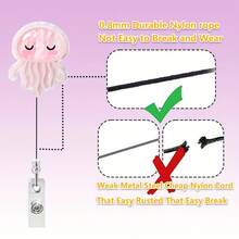 Pink Jellyfish Badge Reel Retractable Version For Nurses, Doctors, Medical Workers And Nursing Students |   Adorable Pediatric Nurse Identity Badge Holder With Alligator Clip And 24inch Durable Nylon Retractable Cord - Jellyfish - View 3