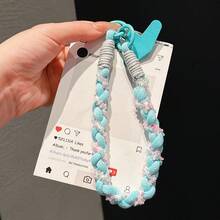 1pc Elegant Cotton Rope Wrist Strap, 3-Strand Braided Beaded Outdoor Anti-Lost Sturdy Phone Lanyard - Multicolor - View 14