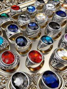 Bộ 5/10/20/30/50/100/150/200 chiếc nhẫn pha lê tổng hợp cao cấp nhiều màu sắc phong cách Bohemian, nhẫn thời trang unisex, quà tặng ngày Valentine sáng tạo, phù hợp đeo hàng ngày và mọi mùa. - Nhiều màu - Xem 2