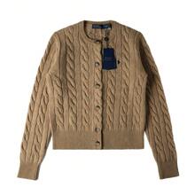 Polo Ralph Lauren Classic Embroidered Wool Cardigan  ,Women's Knitwear - Khaki - View 7