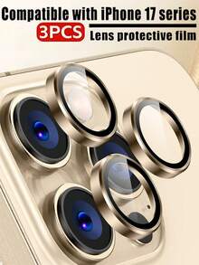 3片装 - 棕色相机镜头保护膜，兼容 16 Pro Max/16 Pro/14 Pro Max/14 Pro/15 Pro/15 Pro Max/17/17 Pro/17 Pro Max镜头保护膜，金属铝合金钢化玻璃盖，兼容手机壳，适用于日常、办公、家庭使用，防水防震防摔防刮花。 - 棕色 - 查看 10