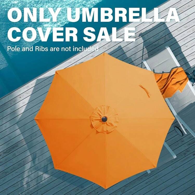 9 Ft Patio Umbrella Replacement Canopy For 8 Ribs, Table Market Yard Umbrella Replacement Top Cover-Sun Orange (Canopy Only) - SunOrange - Xem 3