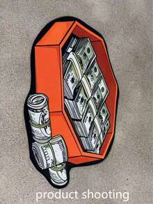 1 块独家定制美元钞票图案地毯，招财进宝地毯，1 盒时尚美元主题多功能地毯，适用于客厅、卧室、入口、厨房、浴室、游戏室、书房 - 可清洗且防滑 - 彩色 - 查看 7