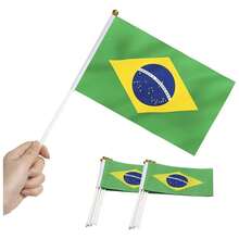 Banderillas de Brasil, MXBRF-000, 1Pza, Brasil, 14x21cm, Tela Poliéster, Asta Plástico. - Multicolor - Ver 2