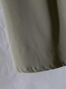 Tween GirlsCasual Streetwear Sleeveless Hooded Crop Top And High Waist Skirt Set - Army Green - View 6