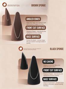Set de 2 esponjas para maquillaje con forma cónica y angulada, sin látex, de doble cara, regalo económico de Navidad y relleno de calcetín, negro y marrón, regalos, viaje, cosas baratas, artículo de viaje esencial - Multicolor - Ver 5