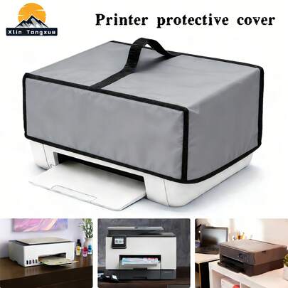 Cubierta para impresora, de tela Oxford 300D resistente, impermeable, a prueba de polvo, resistente a los rayos UV, antiestática, con asa superior reforzada y diseño de cinta tejida negra en los bordes, plegable para almacenamiento. Compatible con Epson EcoTank ET-2800/ET-2850/ET-2400, Canon Pixma MG3620, TR8620a, TR4720 y la mayoría de los modelos de impresora en el mercado.