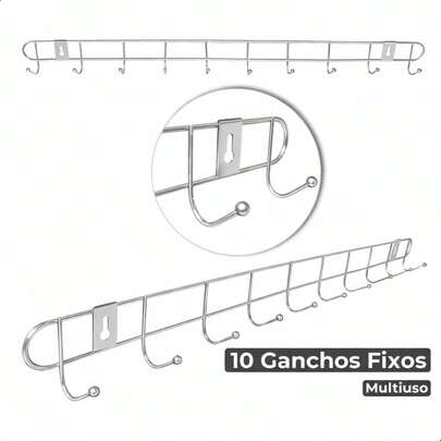 Cabideiro Organizador de Parede com 10 Ganchos