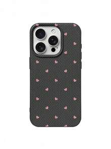 1pc Heart Polka Dot Pattern, Large Hole Black Leather Anti-Drop Phone Protective Case, TPU Material, Can Be Given As Holiday Gift, Compatible With IPhone Xs/Xsmax/Xr/11 12 13 14 15 16pro/Promax/14 15 16plus/17, Unisex - Multicolor - View 1