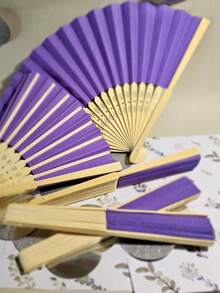 Customized Name/Logo White Wedding Paper Fan, Invitation Paper Fan, Classic White DIY Paper Fan - Multicolor - View 5