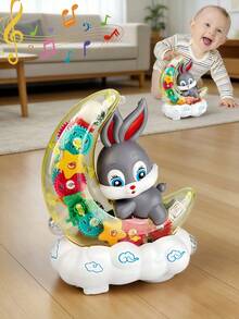 1 szt. Elektryczna zabawka ze światłem i muzyką, przezroczysta zabawka z mechanizmem, zabawka do nauki raczkowania dla niemowląt, zabawka do nauki chodzenia, słodka i zabawna zabawka unisex, odpowiednia dla dzieci w wieku 2+ lat - Wielokolorowe - Zobacz 3